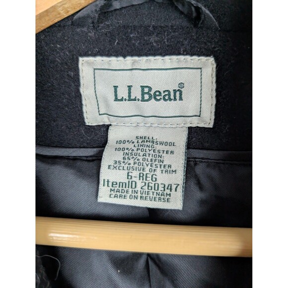 L.L.Bean Coat Womens 6 Black Lambswool Insulated Car Coat Button Front Lined - Picture 3 of 6